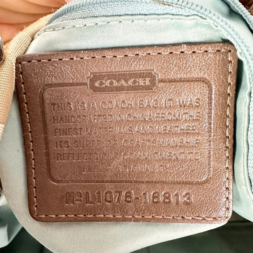 Coach Kristen Signature Op Art Hobo Purse Sateen Zip Top